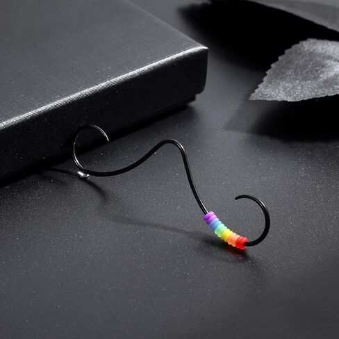 حلقة حاجز الشارب 14G/16G، حلقات الأنف للشارب، حلقات ثقب المجوهرات للنساء والرجال، قوس قزح أسود لعيد الهالوين، 316L من الفولاذ المقاوم للصدأ الجراحي in Kuwait