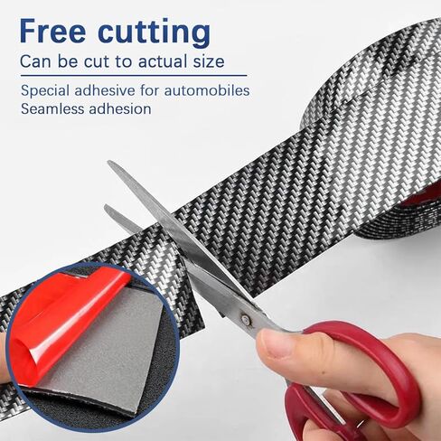 13ft*2.75in Carbon Fiber Car Side Skirts Protector, Anti Scratch Weatherproof Vehicle Edge Guards Seal Strip, Automotive Protection Trim Accessories, Universal for SUV Sedan Truck in Kuwait