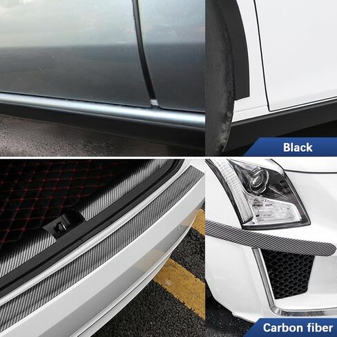 13ft*2.75in Carbon Fiber Car Side Skirts Protector, Anti Scratch Weatherproof Vehicle Edge Guards Seal Strip, Automotive Protection Trim Accessories, Universal for SUV Sedan Truck in Kuwait