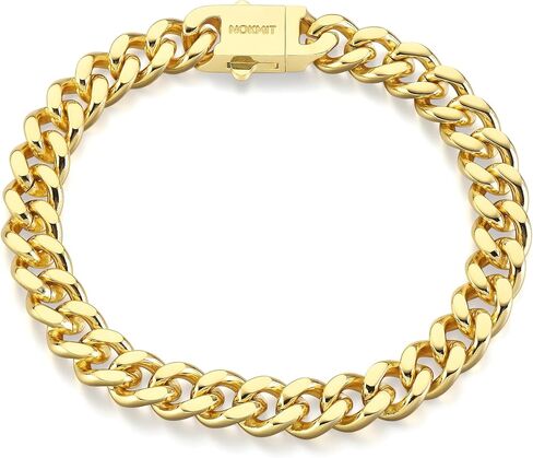 NOKMIT Stainless Steel Cuban Link Bracelet for Men & Women, 5mm/9mm/12mm Width, 7"/7.5"/8"/8.5" Length, Dainty 14K Gold Silver Chunky Curb Chain Bracelets Hip Hop Jewelry, Unisex Gifts in Kuwait