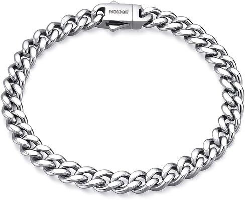 NOKMIT Stainless Steel Cuban Link Bracelet for Men & Women, 5mm/9mm/12mm Width, 7"/7.5"/8"/8.5" Length, Dainty 14K Gold Silver Chunky Curb Chain Bracelets Hip Hop Jewelry, Unisex Gifts in Kuwait