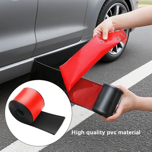 13ft*2.75in Carbon Fiber Car Side Skirts Protector, Anti Scratch Weatherproof Vehicle Edge Guards Seal Strip, Automotive Protection Trim Accessories, Universal for SUV Sedan Truck in Kuwait