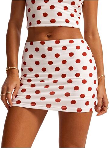 Milumia Women's Polka Dots Bodycon Mini Skirt Low Waisted Skinny Skirts with Shorts in Saudi Arabia