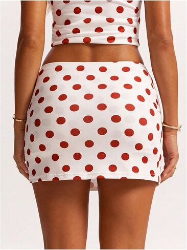 Milumia Women's Polka Dots Bodycon Mini Skirt Low Waisted Skinny Skirts with Shorts in Saudi Arabia