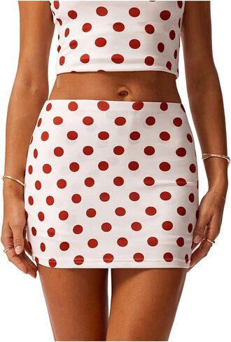 Milumia Women's Polka Dots Bodycon Mini Skirt Low Waisted Skinny Skirts with Shorts in Saudi Arabia