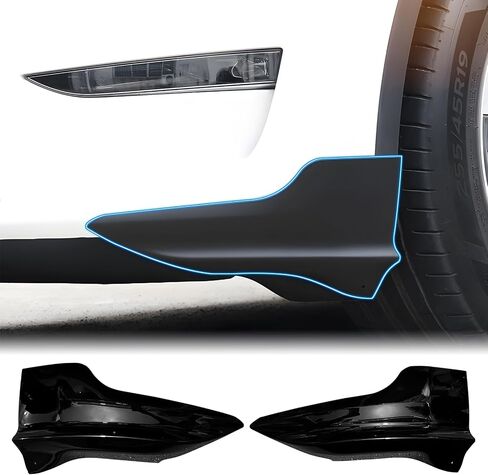 FREEMOTOR802® Front Bumper Lip Splitter Winglets, Compatible with 2020-2024 Tesla Model Y 4-Door, Matte Black PP 2PCS Front Bumper Lip Protector Anti Collision Strip Corner Guard Bodykits in Saudi Arabia