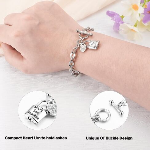 Urn Bracelet for Ashes Stainless Steel Locket Bracelet for ashes OT Buckle Cremation Jewelry for Ashes Memorial Gift in Saudi Arabia