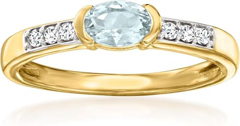 Ross-Simons 0.30 Carat Aquamarine and .10 ct. t.w. White Zircon Ring in 18kt Gold Over Sterling in Saudi Arabia