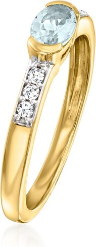 Ross-Simons 0.30 Carat Aquamarine and .10 ct. t.w. White Zircon Ring in 18kt Gold Over Sterling in Saudi Arabia