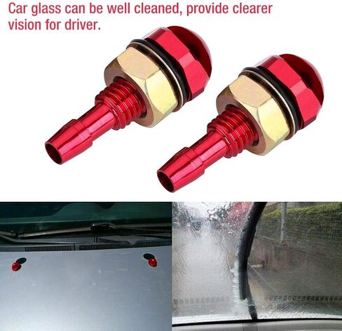 Windshield Sprayer Nozzles, 2pcs Universal Aluminum Alloy Car Auto Front Windshield Wiper Spray Jet Nozzle Replacement Kit(Red) in Saudi Arabia