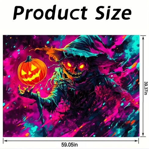 Nuxovilar UV Reactive Tapestry Flaming Scarecrow Pumpkin Scene BlackLight Tapestries Cool UV Black Light Halloween Horror Tapestry Living Room and Bedroom Decor 59.05"x39.37" in Saudi Arabia
