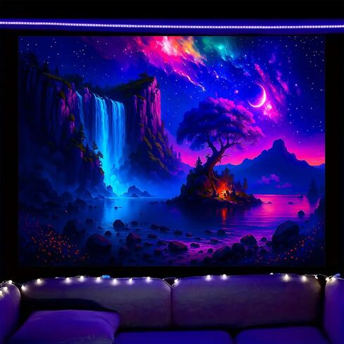 Nuxovilar UV Reactive Tapestry Flaming Scarecrow Pumpkin Scene BlackLight Tapestries Cool UV Black Light Halloween Horror Tapestry Living Room and Bedroom Decor 59.05"x39.37" in Saudi Arabia