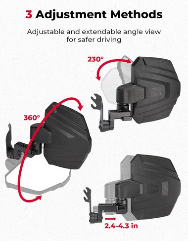 مرايا جانبية كبيرة من KEMIMOTO مرآة UTV على شكل عمود متوافقة مع Polaris General 1000/ XP 1000/4 1000/ XP 4 1000 2016-2025 مرايا جانبية قابلة للتعديل مثبتة على شريط ROPS لـ UTV in Saudi Arabia