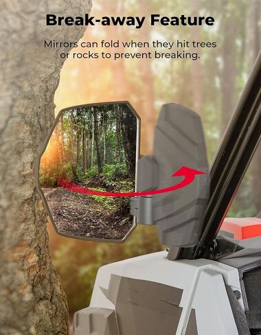 مرايا جانبية كبيرة من KEMIMOTO مرآة UTV على شكل عمود متوافقة مع Polaris General 1000/ XP 1000/4 1000/ XP 4 1000 2016-2025 مرايا جانبية قابلة للتعديل مثبتة على شريط ROPS لـ UTV in Saudi Arabia