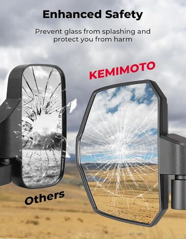 مرايا جانبية كبيرة من KEMIMOTO مرآة UTV على شكل عمود متوافقة مع Polaris General 1000/ XP 1000/4 1000/ XP 4 1000 2016-2025 مرايا جانبية قابلة للتعديل مثبتة على شريط ROPS لـ UTV in Saudi Arabia