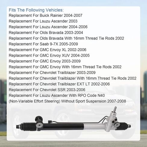 Power Steering Rack & Pinion with 16mm Inner Tie Rods Replacement For Chevrolet Buick GMC Isuzu Replace 15162147, 15164042, 19207780, 19207782, 97-1014, 551-00128, 551-02073, 15162147 in Saudi Arabia