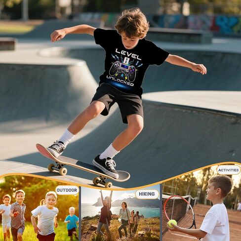 تي شيرت برسومات مبتكرة للأولاد والبنات - تي شيرت خفيف الوزن بياقة دائرية وأكمام قصيرة، قميص صيفي للمراهقات للأعمار من 6 إلى 16 عامًا in Kuwait