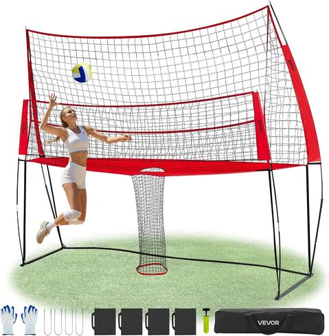 VEVOR Freestanding Volleyball Training Net for Indoor or Outdoor Use, Adjustable Height Portable Net System with Carrying Bag, Professional Volleyball Practice Trainer for Hitting or Serving Drills in Saudi Arabia