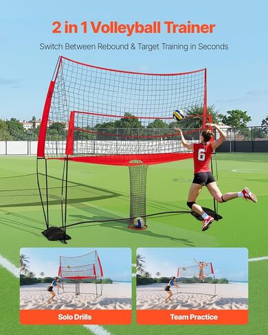 VEVOR Freestanding Volleyball Training Net for Indoor or Outdoor Use, Adjustable Height Portable Net System with Carrying Bag, Professional Volleyball Practice Trainer for Hitting or Serving Drills in Saudi Arabia