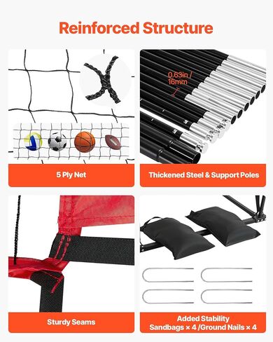 VEVOR Freestanding Volleyball Training Net for Indoor or Outdoor Use, Adjustable Height Portable Net System with Carrying Bag, Professional Volleyball Practice Trainer for Hitting or Serving Drills in Saudi Arabia