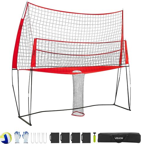 VEVOR Freestanding Volleyball Training Net for Indoor or Outdoor Use, Adjustable Height Portable Net System with Carrying Bag, Professional Volleyball Practice Trainer for Hitting or Serving Drills in Saudi Arabia
