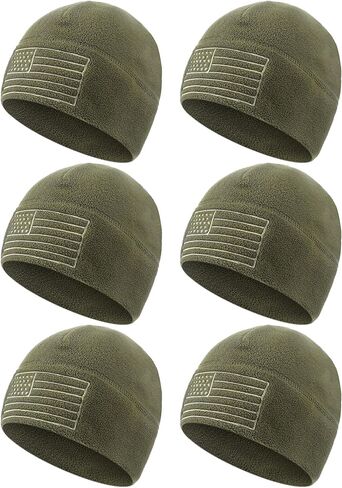 6 Pcs Army Gifts for Men American Flag Watch Cap Army Military Tactical Beanie Fleece Winter Warm Caps USA Tactical Hats in Saudi Arabia