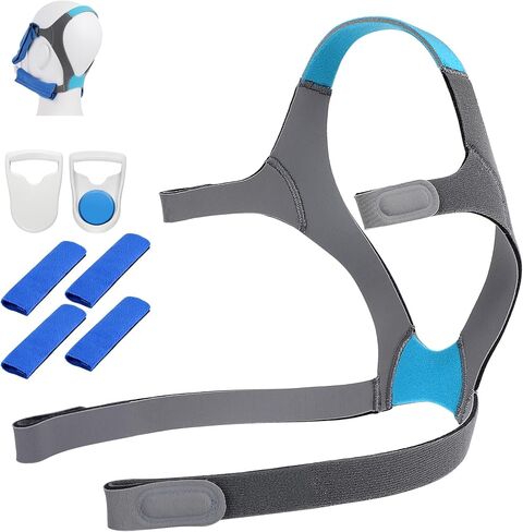 أغطية رأس بديلة F20 متوافقة مع قناع الوجه الكامل AirFit/AirTouch F20، أغطية رأس Airfit f20 مع مشابك، فائقة النعومة، ملاءمة مثالية، حزام غطاء رأس قناع بديل متانة، متوسط in Saudi Arabia