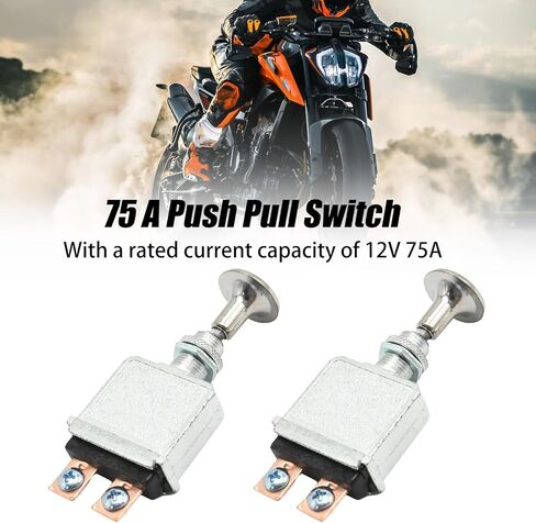 2 PCS 75 A Push Pull Switch, Zinc Alloy Material Heavy Duty 6-28 Volts DC SPST On-Off Push/Pull Switch for Cars, Motorcycles, Trucks, Buses, ATV, RV, Boats in Saudi Arabia