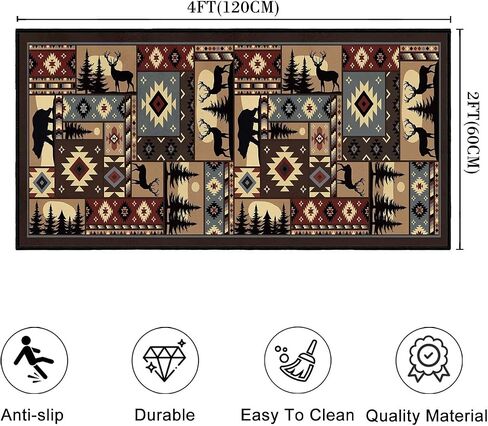 المقصورة الحياة البرية عداء البساط 2x6، الجاموس منقوشة الدب موس الغزلان البلد، خمر رمي السجاد قابل للغسل المطبخ العدائين ريفي المدخل السجاد مدخل باب حصيرة غير زلة لهجة منطقة السجاد للمدخل، والغسيل in Kuwait