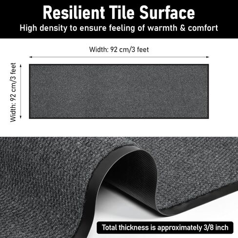 سجادة عداء تجارية مقاس 3 × 10 أقدام، سجادة أرضية مع دعامة من البولي فينيل كلوريد غير قابلة للانزلاق للأماكن الداخلية والخارجية، سجادة للممرات في المطبخ وشرفات غرفة المعيشة وغرفة الطعام والفناء - رمادي in Kuwait