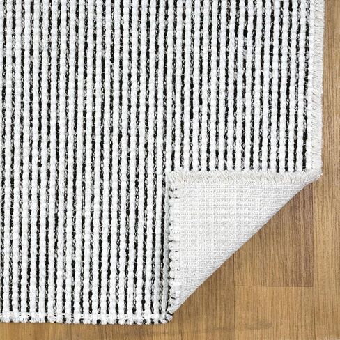 سجادة LUXE WEAVERS منسوجة آليًا بلونين بيج وأبيض 2x7، سجادة داخلية مقاومة للبقع ومهدب in Saudi Arabia