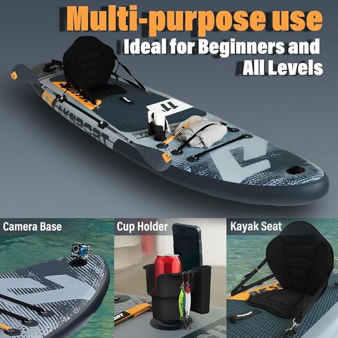 AKSPORT 10'6"×32"×6" لوح مجداف قابل للنفخ مع سطح ممتاز غير قابل للانزلاق، حقيبة ظهر للسفر، مجداف قابل للتعديل، مضخة، مقود للشباب والكبار ألواح SUP خفيفة للغاية لركوب الأمواج in Kuwait