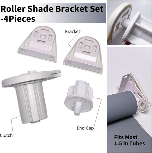 Roller Shade Clutch Kit for 1-1/2" (38 mm) Tube, Heavy‑Duty Metal Brackets with Idle End, Window Roller Blind Hardware for Inside/Outside/Ceiling Mount, White in Saudi Arabia