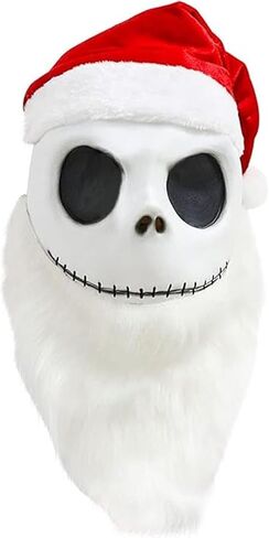 Jack Santa Mask Costume with Santa Beard Hat Props for Adult Halloween Christmas Party Holiday Cosplay in Saudi Arabia