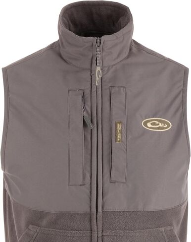 Drake Waterfowl Men's MST Eqwader Insulated Fleece-Lined Waterproof Windproof Breathable Adjustable Outdoor Hunting Zip Vest in Saudi Arabia