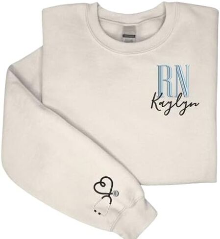 NANI Personalized Nurse Quater Zip Embroidered Sweatshirt, Custom RN CNA ICU MSN, Graduation For Nurse in Saudi Arabia