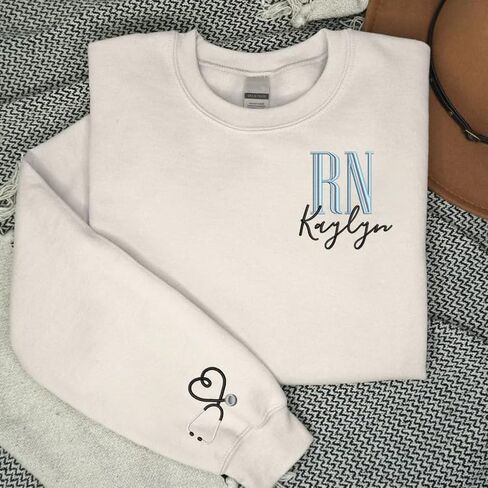 NANI Personalized Nurse Quater Zip Embroidered Sweatshirt, Custom RN CNA ICU MSN, Graduation For Nurse in Saudi Arabia