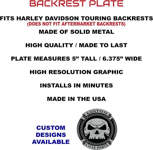 Shhh Quiet Backrest Mounting Plate. Fits Harley Davidson Touring Bikes. Road King Street Glide Road Glide. Mounting Plate Only, Backrest Not Included in Saudi Arabia