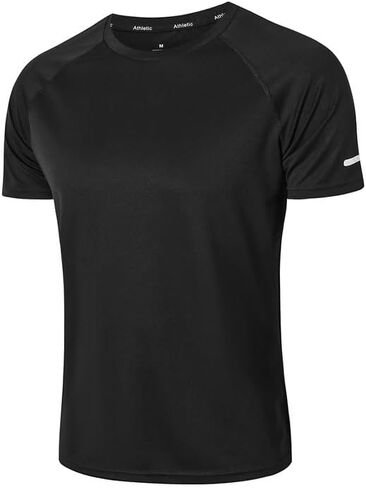 Workout Shirts for Men Quick Dry Running Gym Athletic Short Sleeve Tshirt Crew Neck Moisture Wicking Classic Tee Tops in Saudi Arabia