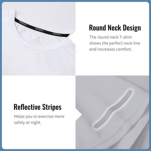 Workout Shirts for Men Quick Dry Running Gym Athletic Short Sleeve Tshirt Crew Neck Moisture Wicking Classic Tee Tops in Saudi Arabia