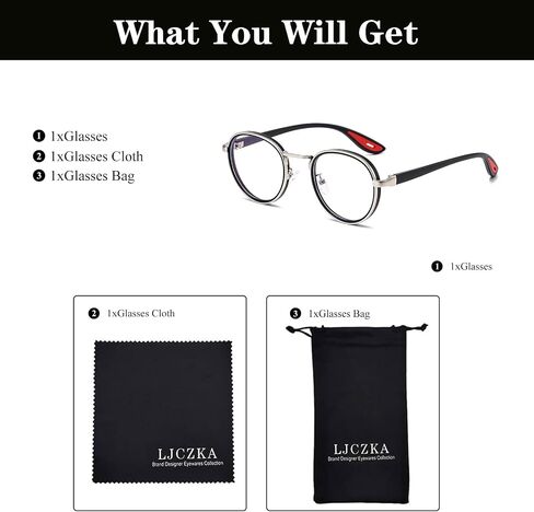نظارات LJCZKA فوتوكروميك زرقاء تحجب الضوء للنساء والرجال نظارات دائرية بإطار دائري للكمبيوتر مضادة للوهج in Kuwait