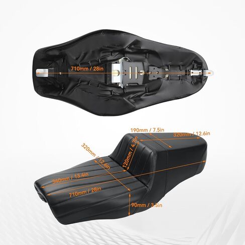 وسادة وسادة مقعد الركاب للسائق للدراجات النارية LKV متوافقة مع Harley Davidson Sportster Iron XL883 XL1200 48 72 2004-Up، مقعدين لأعلى لـ 3.3-4.5 جالون (مقعدين - خطوط أفقية) in Saudi Arabia