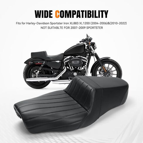 وسادة وسادة مقعد الركاب للسائق للدراجات النارية LKV متوافقة مع Harley Davidson Sportster Iron XL883 XL1200 48 72 2004-Up، مقعدين لأعلى لـ 3.3-4.5 جالون (مقعدين - خطوط أفقية) in Saudi Arabia