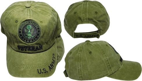 United States US Army Veteran Olive Green Cotton Adjustable Embroidered Cap Hat - Licensed in Saudi Arabia