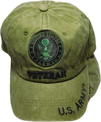 United States US Army Veteran Olive Green Cotton Adjustable Embroidered Cap Hat - Licensed in Saudi Arabia