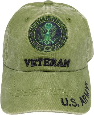 United States US Army Veteran Olive Green Cotton Adjustable Embroidered Cap Hat - Licensed in Saudi Arabia