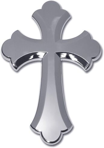 Elektroplate Scalloped Cross OEM Chrome Emblem for Cars, Trucks, and All Auto | Universal Fit at 3.25" x 2.2" | Weatherproof in Saudi Arabia