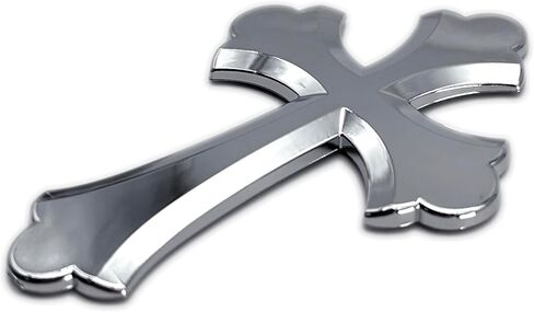 Elektroplate Scalloped Cross OEM Chrome Emblem for Cars, Trucks, and All Auto | Universal Fit at 3.25" x 2.2" | Weatherproof in Saudi Arabia
