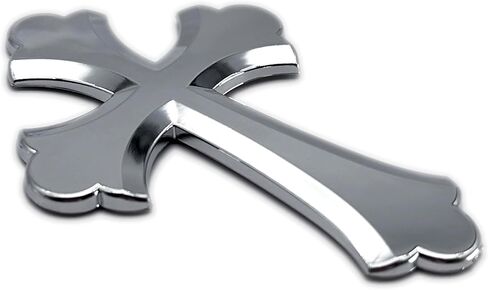 Elektroplate Scalloped Cross OEM Chrome Emblem for Cars, Trucks, and All Auto | Universal Fit at 3.25" x 2.2" | Weatherproof in Saudi Arabia