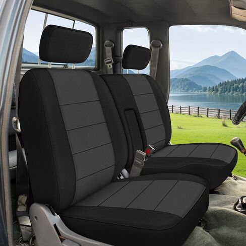 غطاء مقعد الشاحنة متوافق مع 1989-1994 Toyota Pickup 60/40 مع مسند للذراع، إسفنجة محبوكة شديدة التحمل (أسود وفحمي) in Kuwait